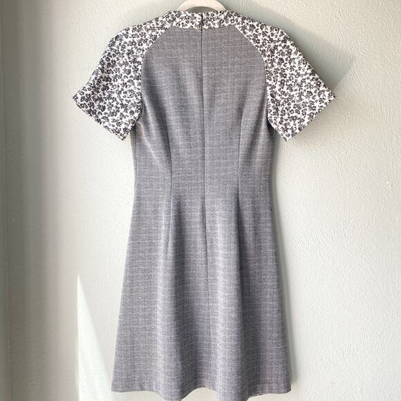 Thakoon Addition, Black and White Ditsy Floral Gray Print Sheath Dress, Size 4 - Picture 9 of 15